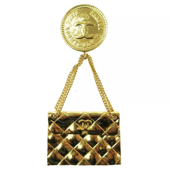 Chanel Bag Brooch Pin Gold AK38411j - Picture 1 of 8